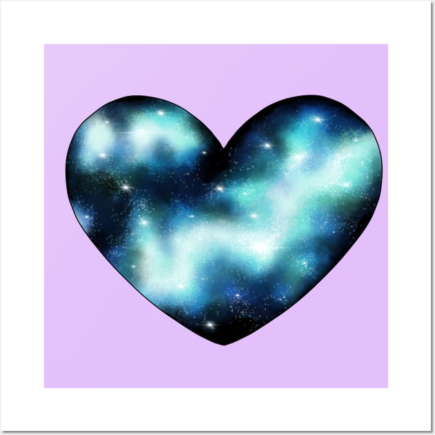 Blue Green Galaxy Heart Wall Art by Lady Lilac